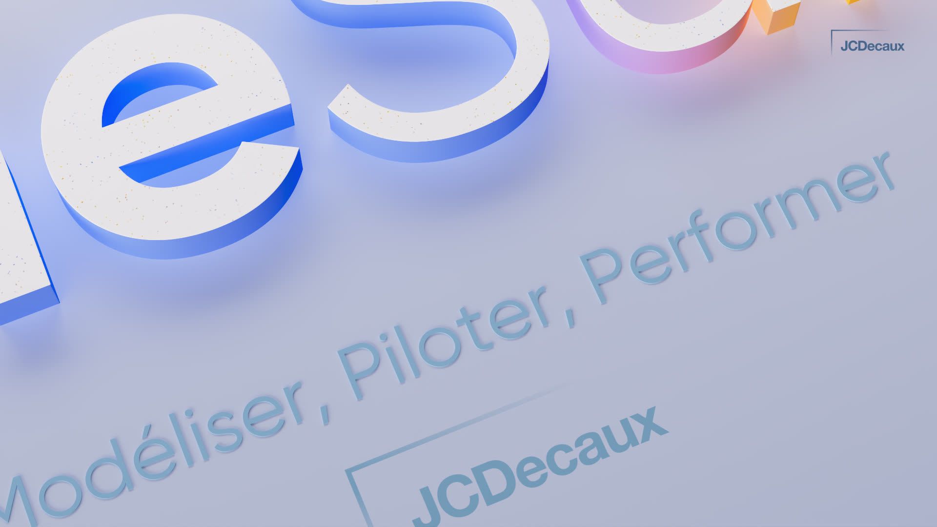 JCDecaux OneSuite, 3D logo and the tagline Design, Plan, Perform