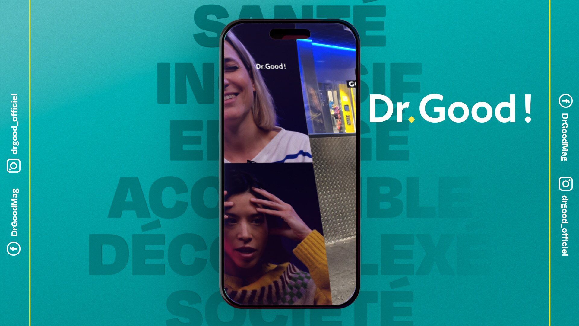 Dr Good, Francofolies, contributors on a turquoise background