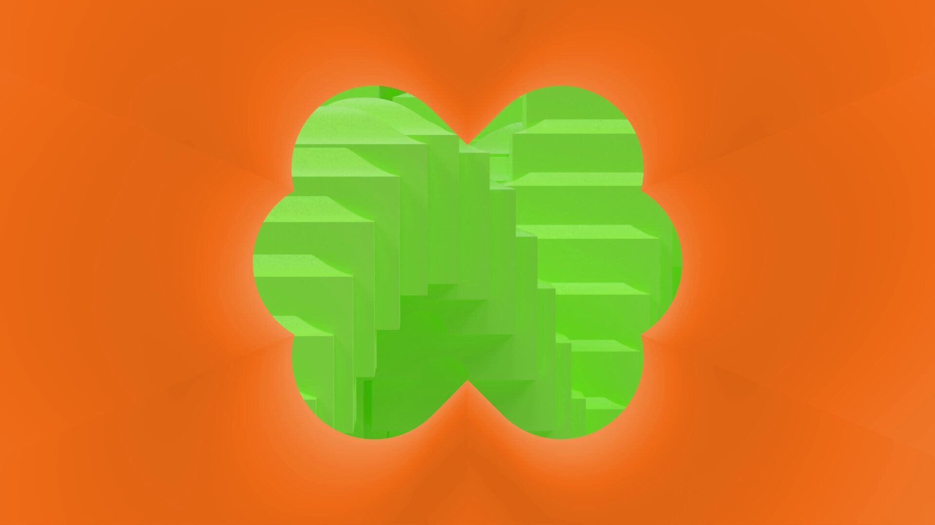 Voggt, forme verte sur fond orange