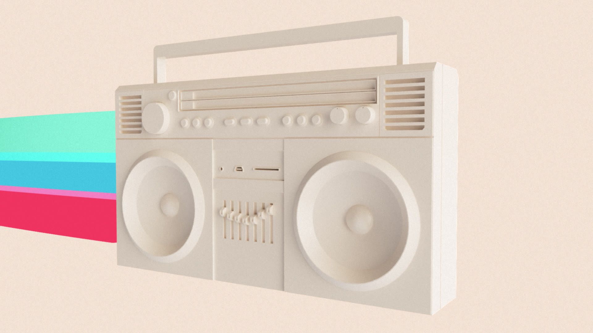Puremédias l’Hebdo, raw-material radio cassette crossed by ribbons