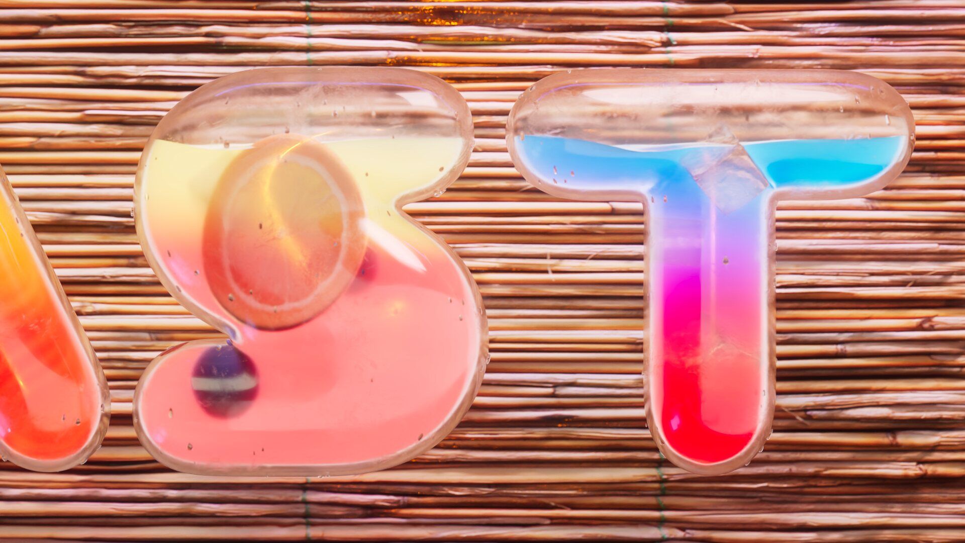 Toast, the letters S and T filled with cocktails