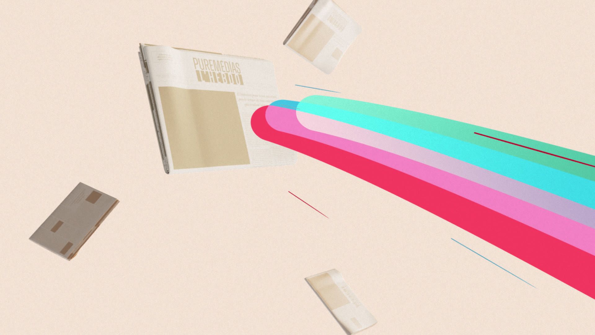 Puremédias l’Hebdo, newspaper and colored ribbon