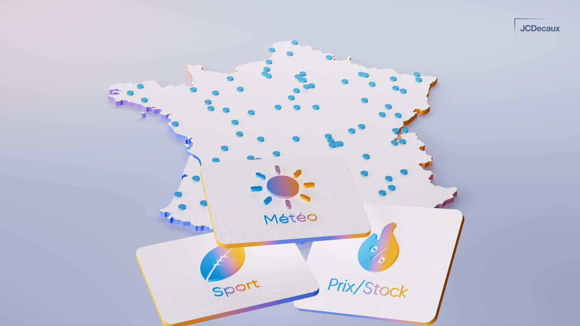 JCDecaux OneSuite, store map with weather, sport and price triggers