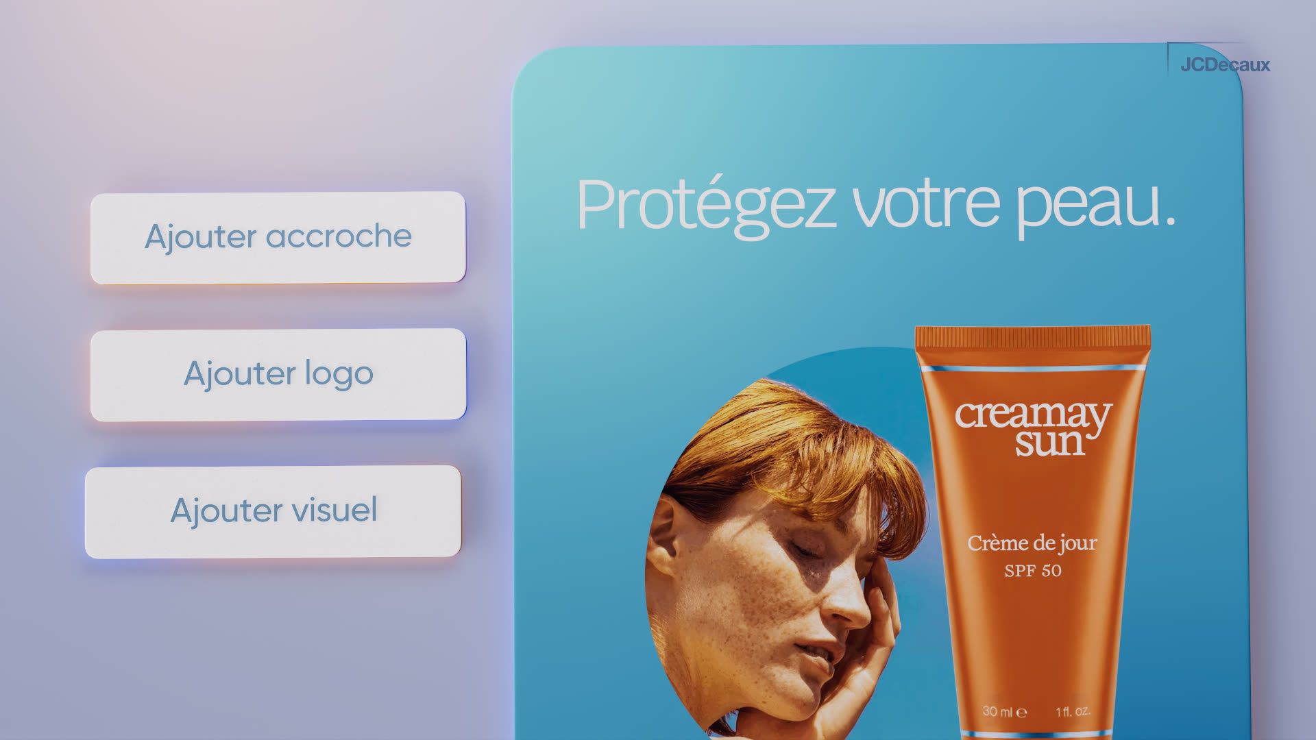 JCDecaux OneSuite, building a poster through the interface